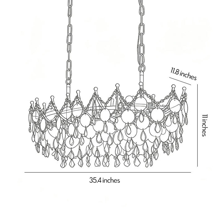 Glam Chandelier Fransk Grädde-Stil Snäcka och Kristall Taklampa