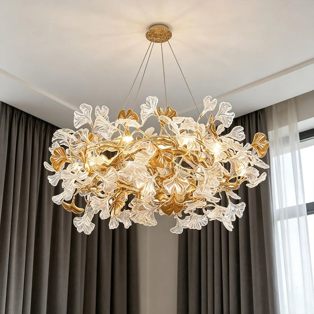 Glasblad Chandelier Modern Mässing och Konst Taklampa