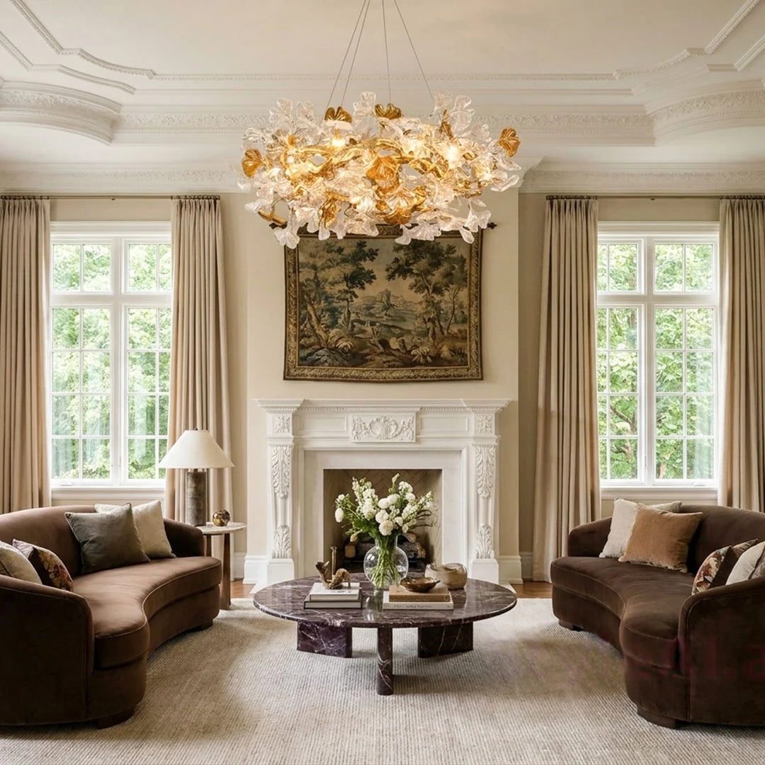 Glasblad Chandelier Modern Mässing och Konst Taklampa
