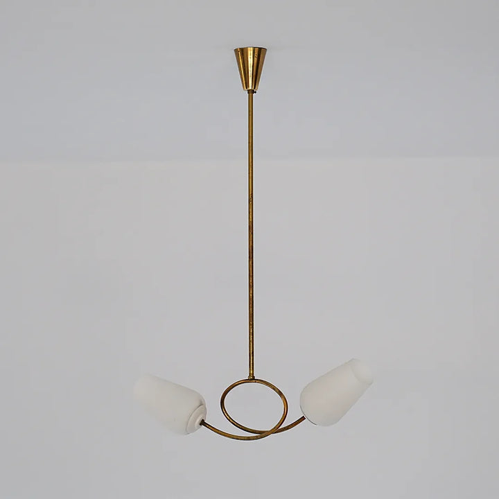 Glas Vintage Kandelaber Mässing Dubbel Lampa Taklampa