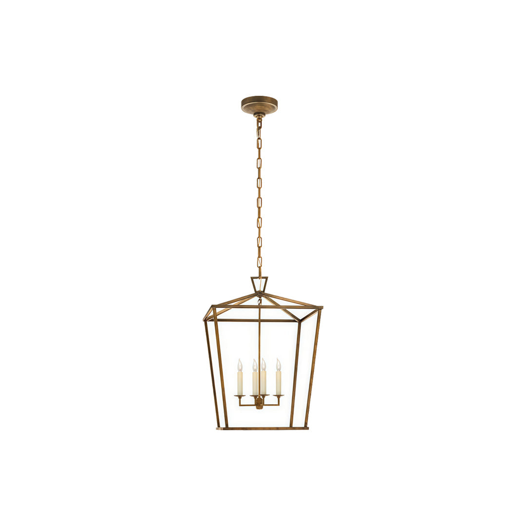Guld Lantern Chandelier Amerikansk Vintage Järn Taklampa