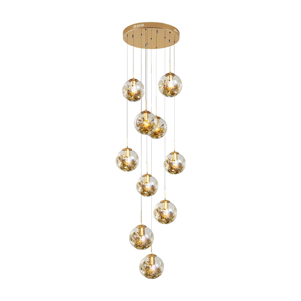 [Open-Box]Guld Trappa Kandelaber Kognac Glas Glob Taklampa