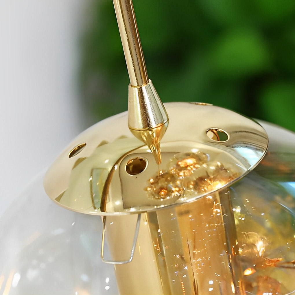 [Open-Box]Guld Trappa Kandelaber Kognac Glas Glob Taklampa