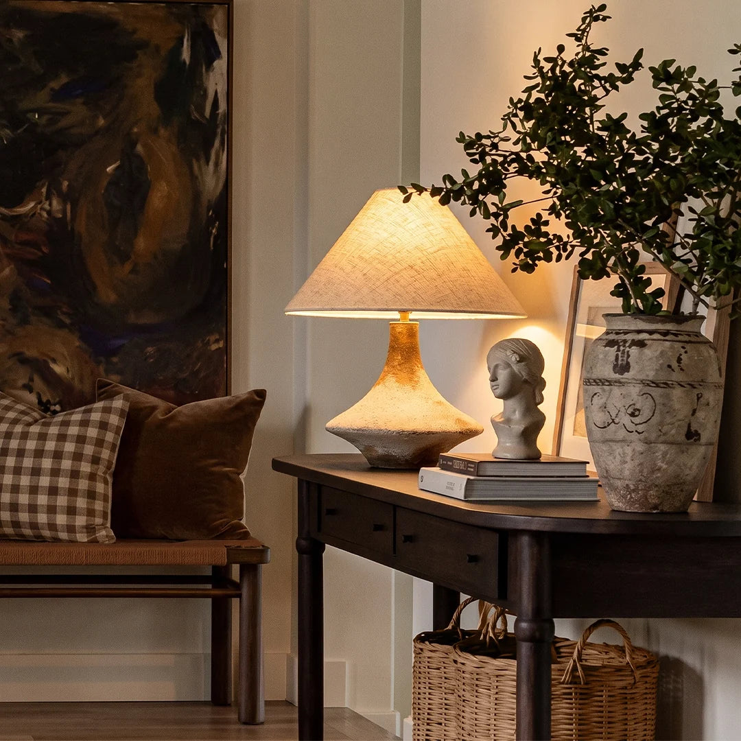 Grå Keramisk Bordslampa Wabi-Sabi Sängbord Accentljus