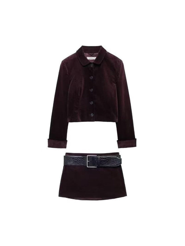 | Jacka &amp; Kort Kjol med Belt Coordination Set