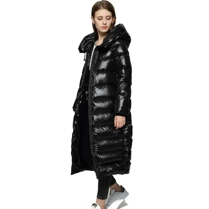 | Lång Ner Jacka casual Skärning Huva vattenavvisande Glossy Finish