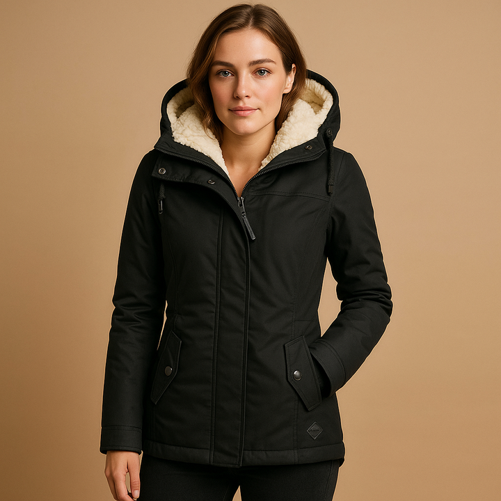 | stilren Dam parka vinterjacka med huva
