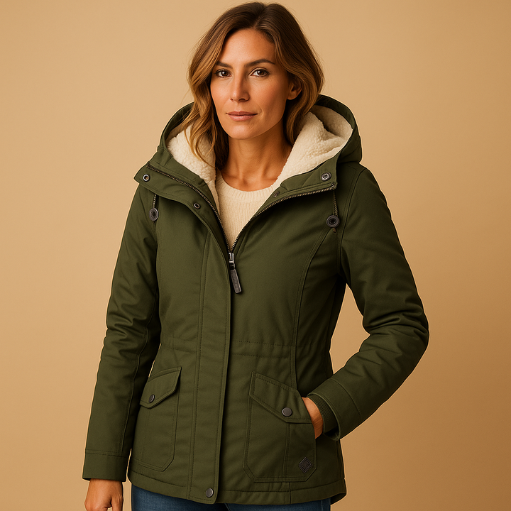 | stilren Dam parka vinterjacka med huva