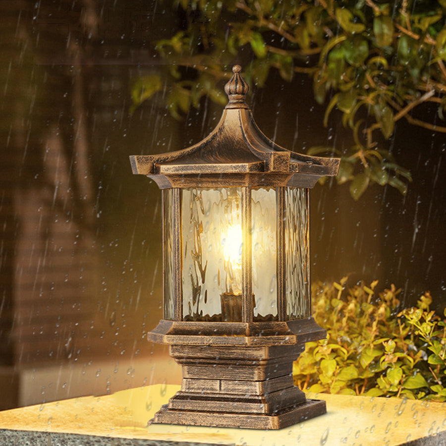 [Open-Box] Lantern Pelarlampor i Europeisk Stil Vintage Utomhus Pier Mount Lampa