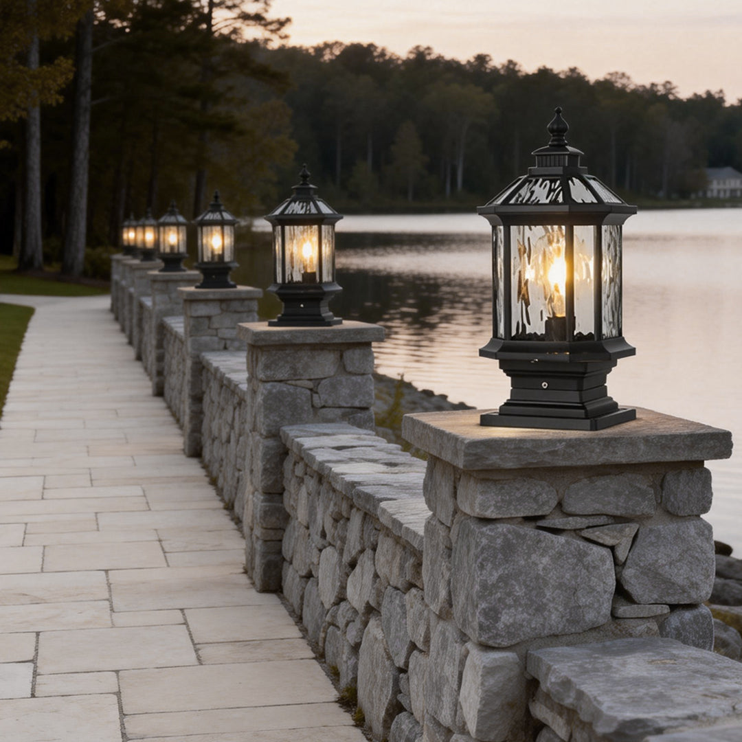 [Open-Box] Lantern Pelarlampor i Europeisk Stil Vintage Utomhus Pier Mount Lampa