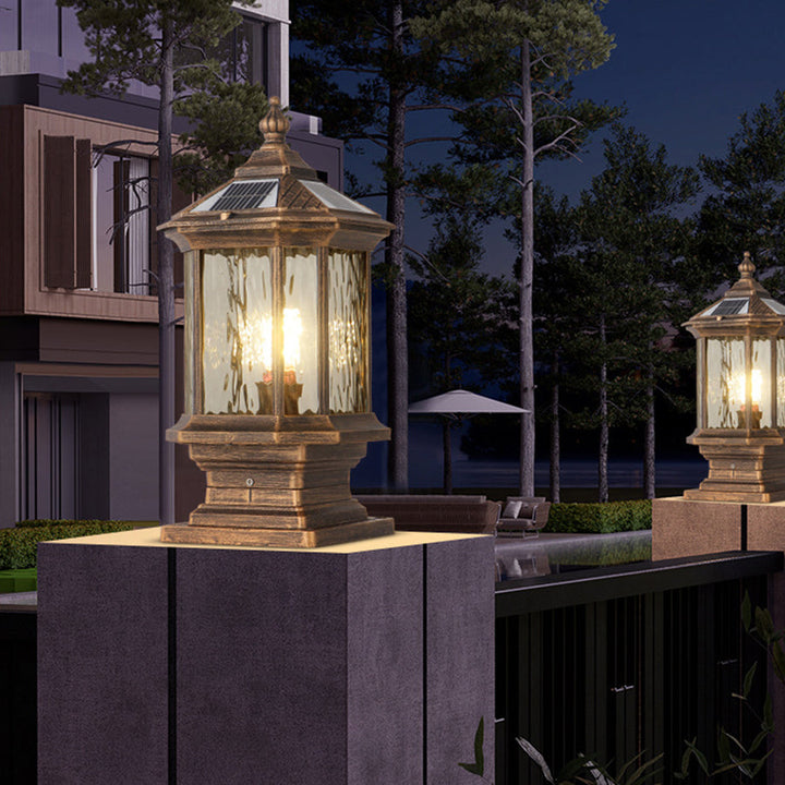 [Open-Box] Lantern Pelarlampor i Europeisk Stil Vintage Utomhus Pier Mount Lampa