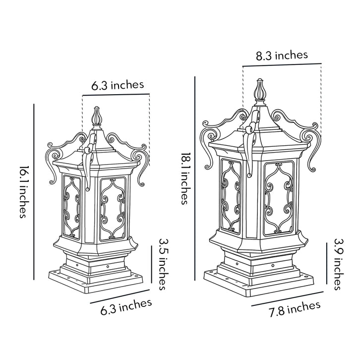 Lyktstolpar i europeisk vintage-design för utomhusbruk