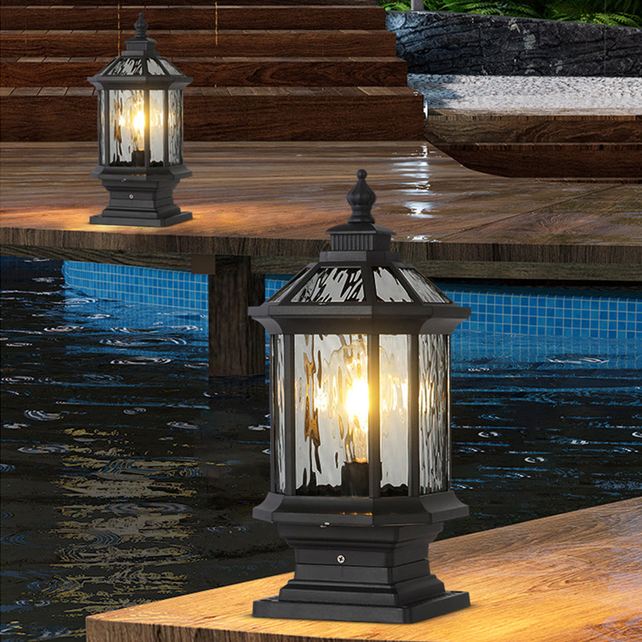 [Open-Box] Lantern Pelarlampor i Europeisk Stil Vintage Utomhus Pier Mount Lampa