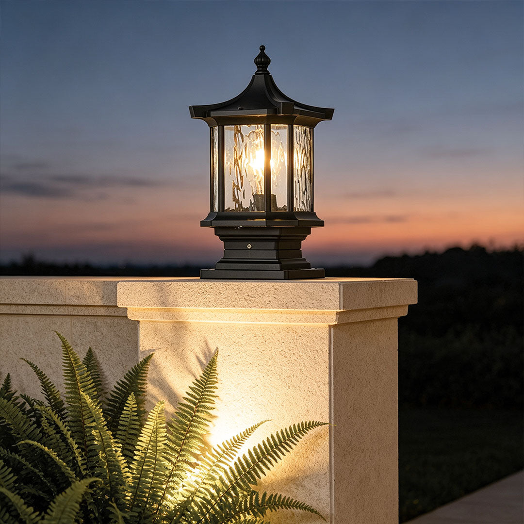 [Open-Box] Lantern Pelarlampor i Europeisk Stil Vintage Utomhus Pier Mount Lampa