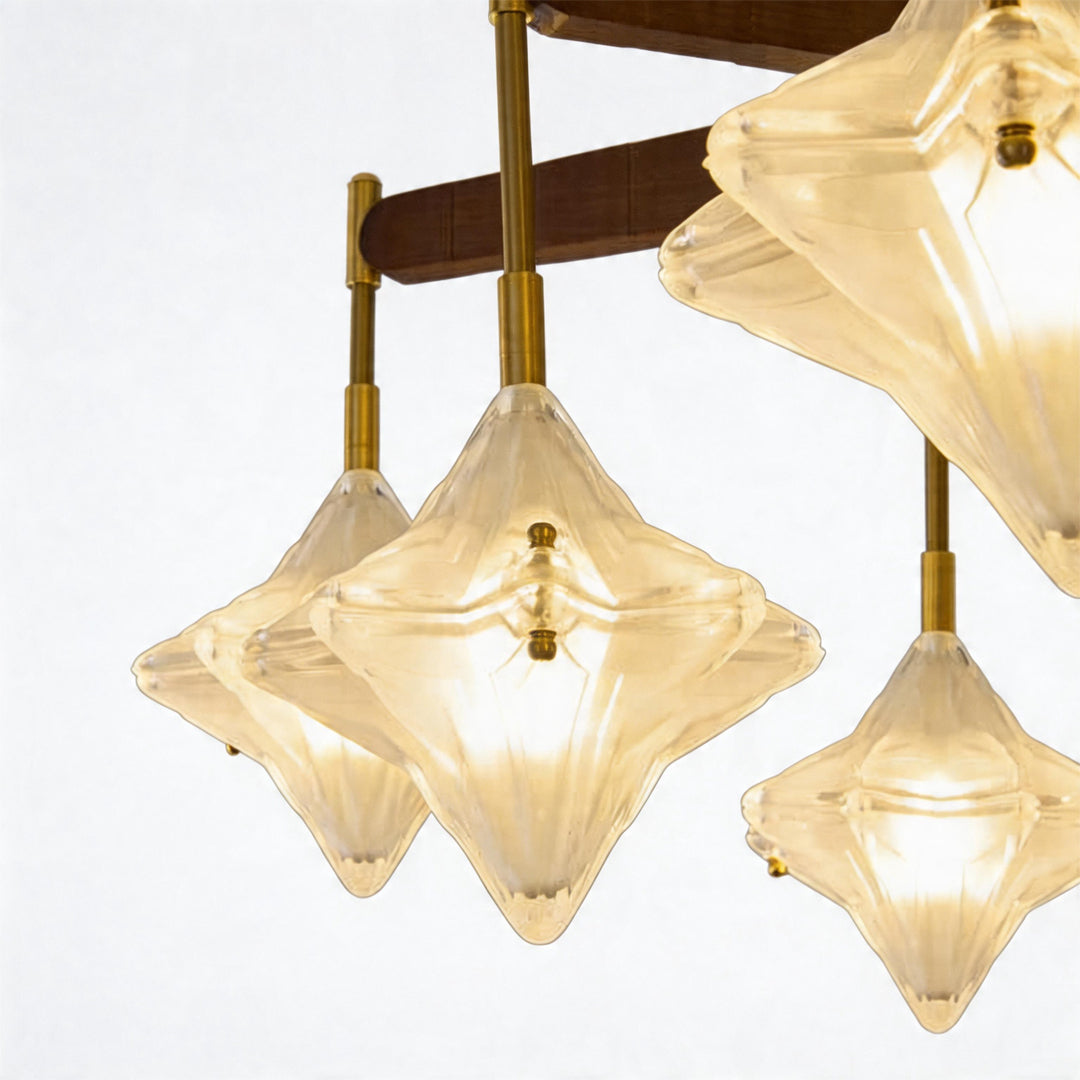 Vintage Guld Kandelaber Fransk Stjärna Lyxig Glas Taklampa