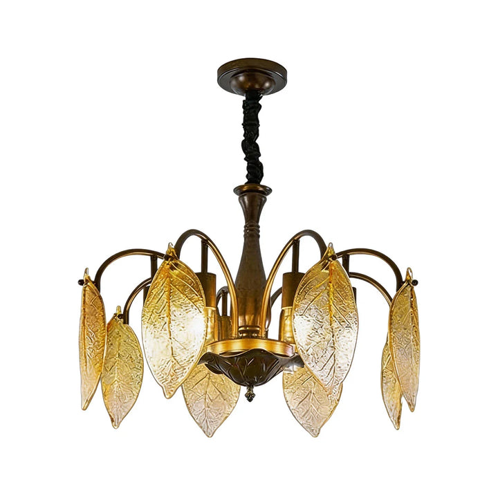 Bladglas Kandelaber Fransk Vintage Ginkgo Blad Taklampa