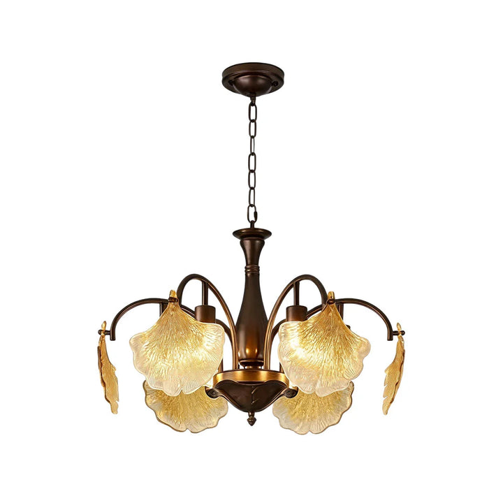Bladglas Kandelaber Fransk Vintage Ginkgo Blad Taklampa