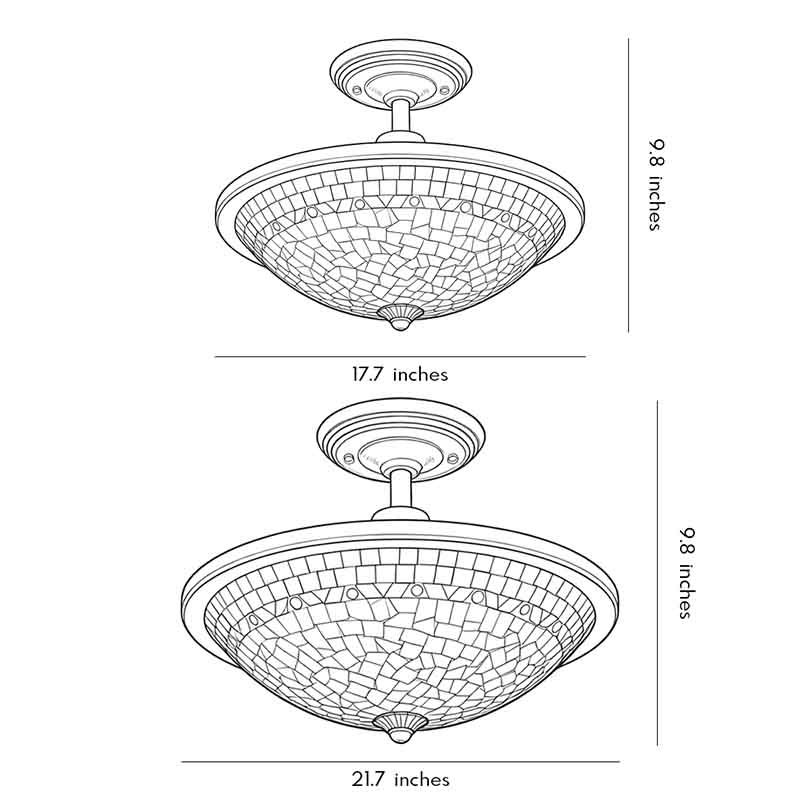 LED Halv Flush Mount Taklampor Fransk Vintage Lampa