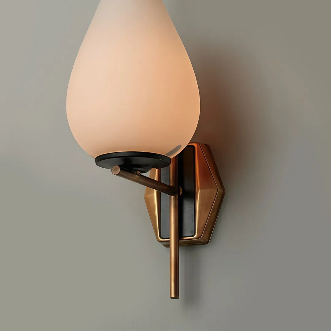 Mid Century Modern Vägglampa Droppformad Glas Väggsconces