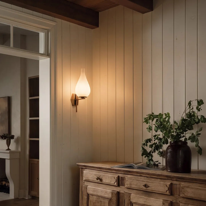 Mid Century Modern Vägglampa Droppformad Glas Väggsconces
