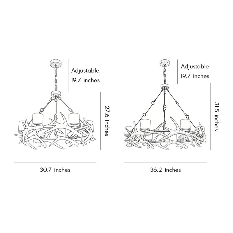 Modern Hornkrona Vintage Metall Taklampa