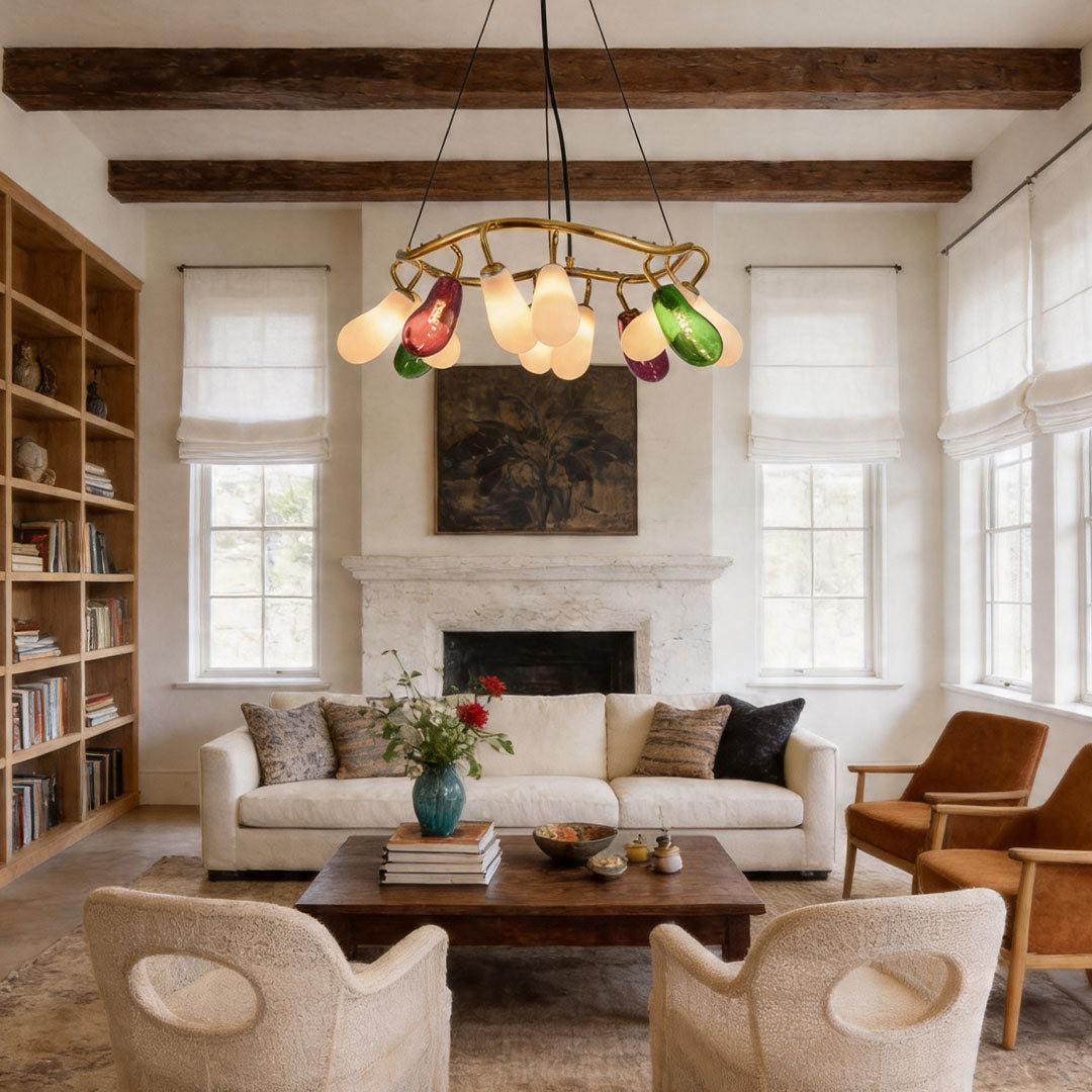 Modern Stor Kandelaber Konstnärlig Färgglad Glas Taklampa