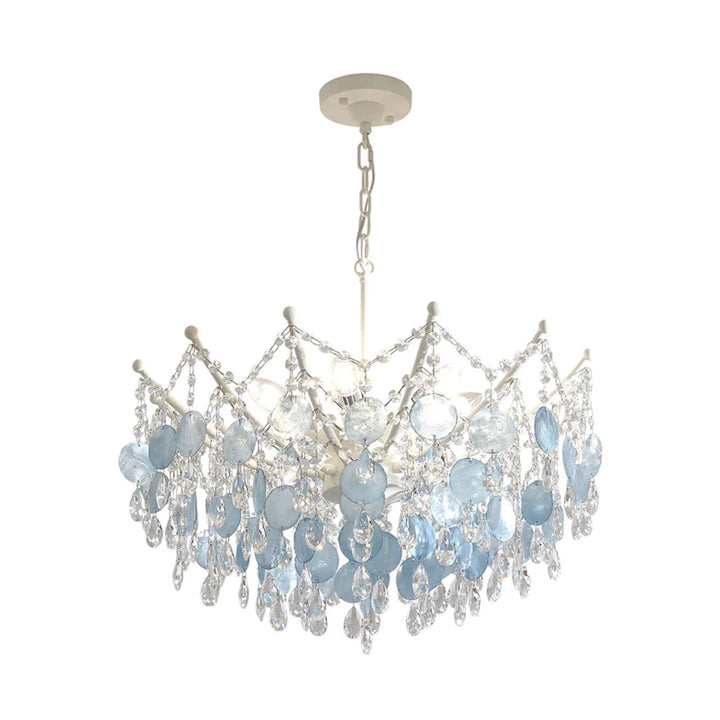 Glam Chandelier Fransk Grädde-Stil Snäcka och Kristall Taklampa