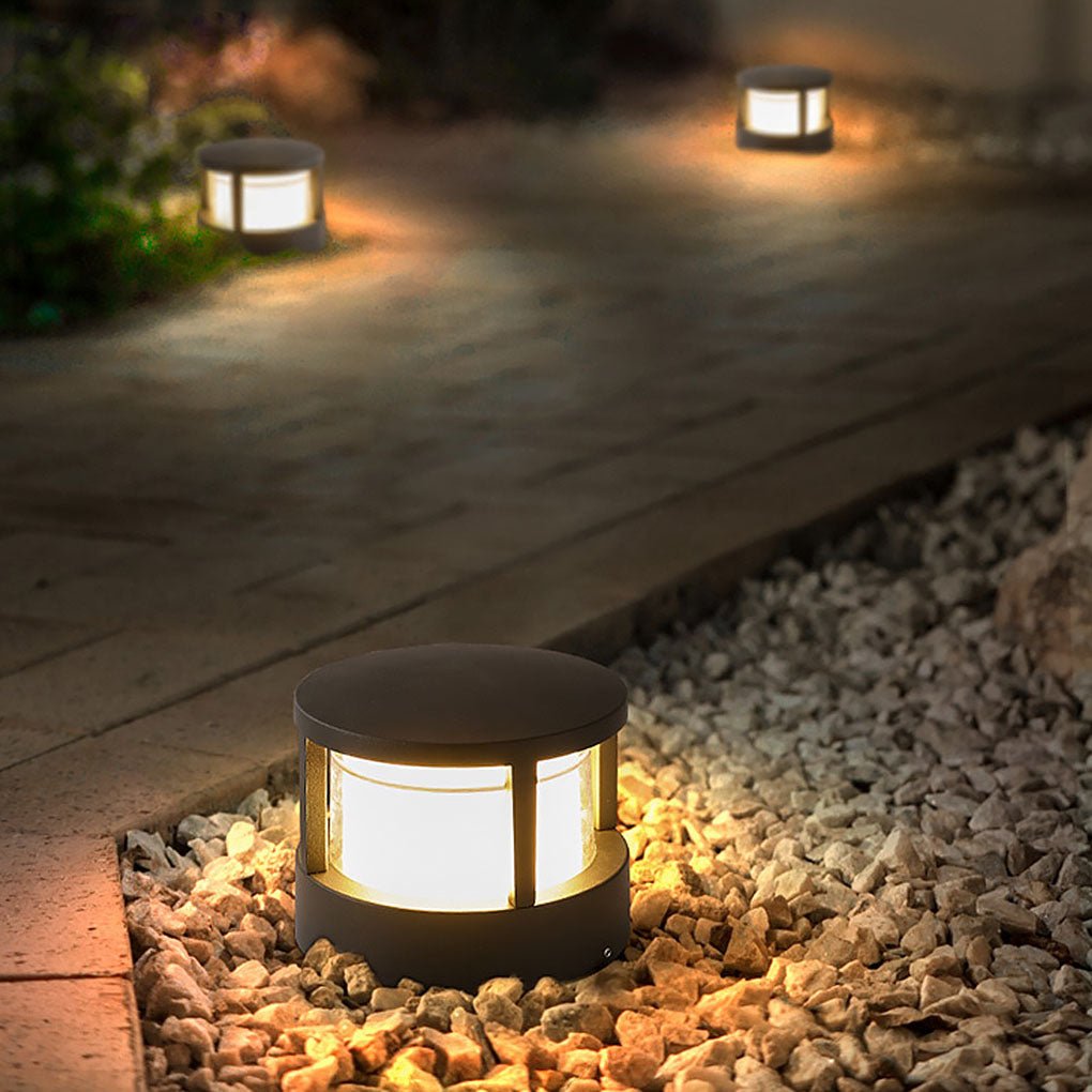 [Öppen Låda] Modern Rund Utomhus Postlampa med Dubbel-Lager Lampskärm