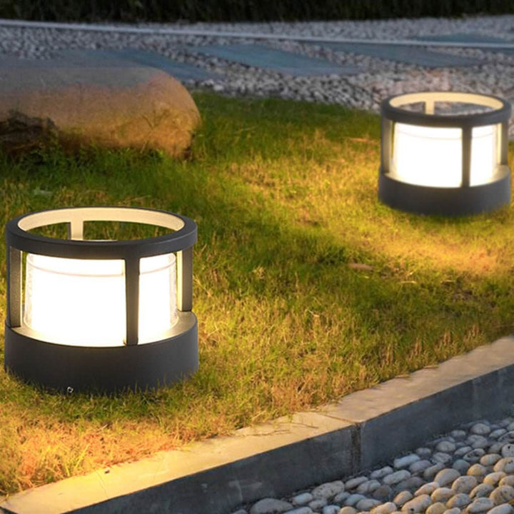 [Öppen Låda] Modern Rund Utomhus Postlampa med Dubbel-Lager Lampskärm