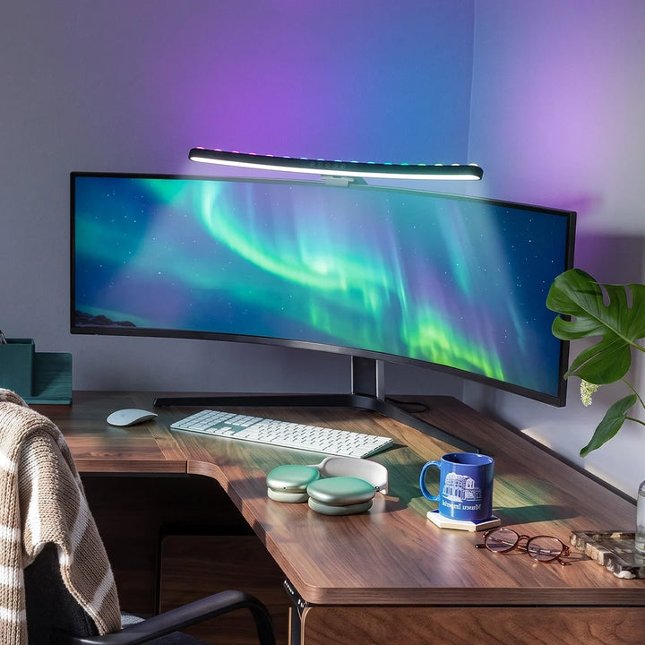 Svart Modern Bordslampa Utökad Kurvad Skärm Ögonvård LED-lampa