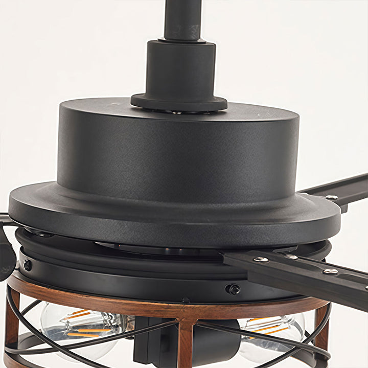 Svart Takfläkt med Belysning Amerikansk Metall Lampa