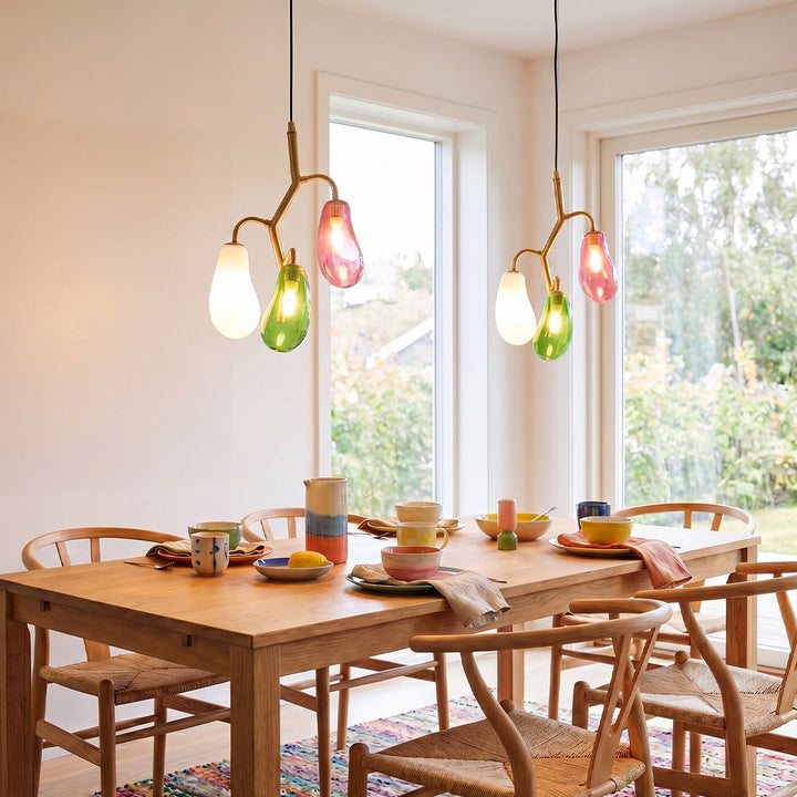 Multi Pendellampa Färgat Glas Konstnärlig Taklampa