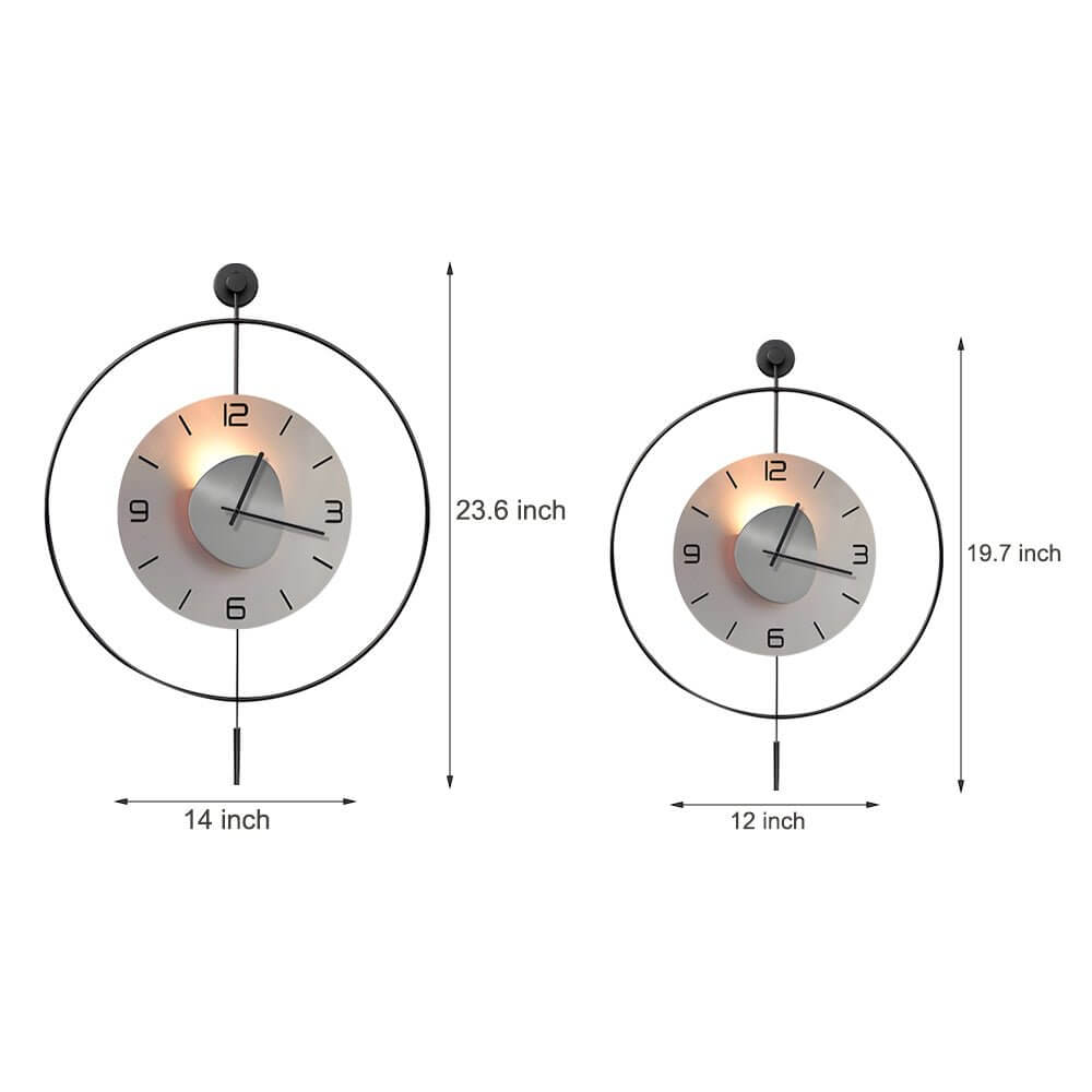 [Öppen-Låda] Väggklocka med nattljus Rund LED Flytande Metall Ljus