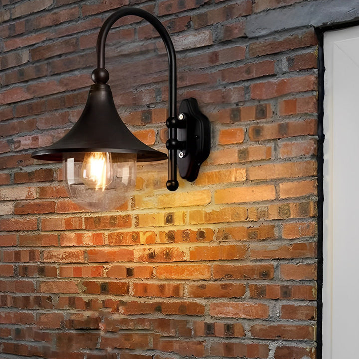 [Open-Box] Utomhus svarta vägglampor retro kreativ trumpetformad lampa