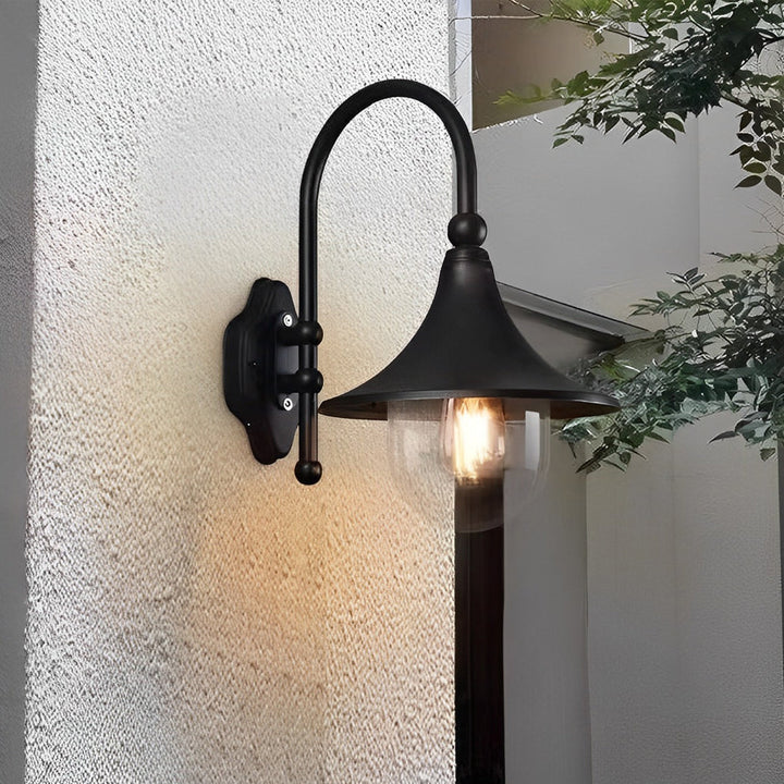 [Open-Box] Utomhus svarta vägglampor retro kreativ trumpetformad lampa