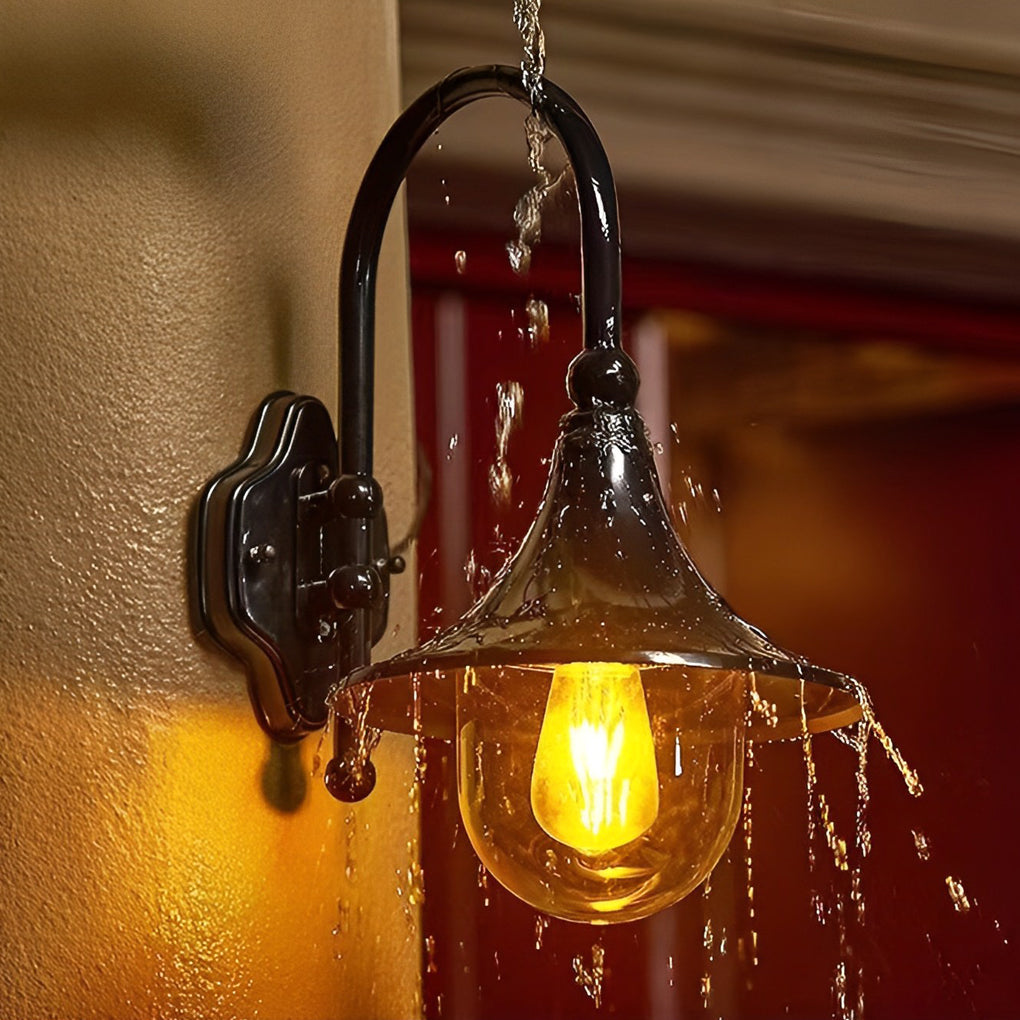 [Open-Box] Utomhus svarta vägglampor retro kreativ trumpetformad lampa