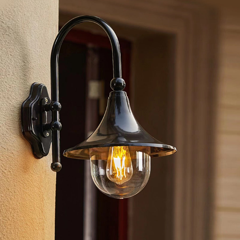[Open-Box] Utomhus svarta vägglampor retro kreativ trumpetformad lampa