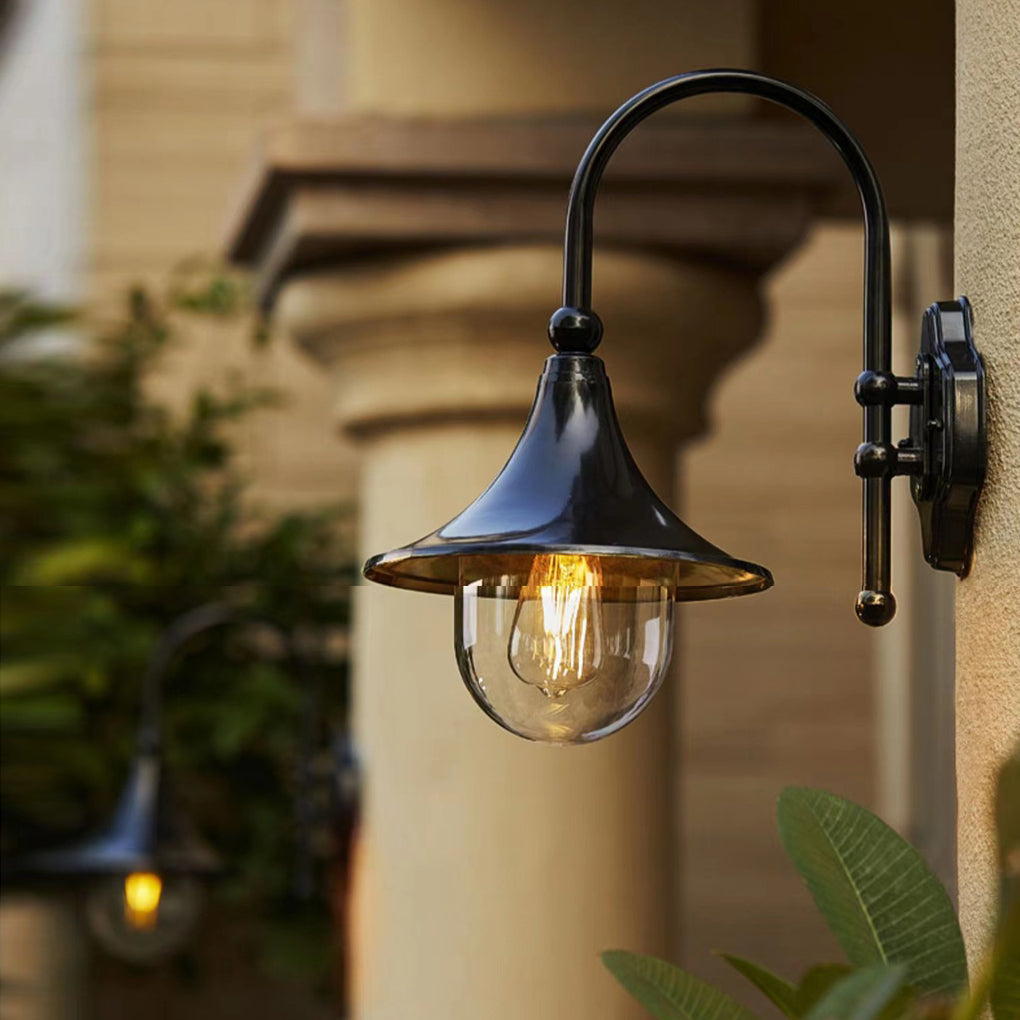 [Open-Box] Utomhus svarta vägglampor retro kreativ trumpetformad lampa