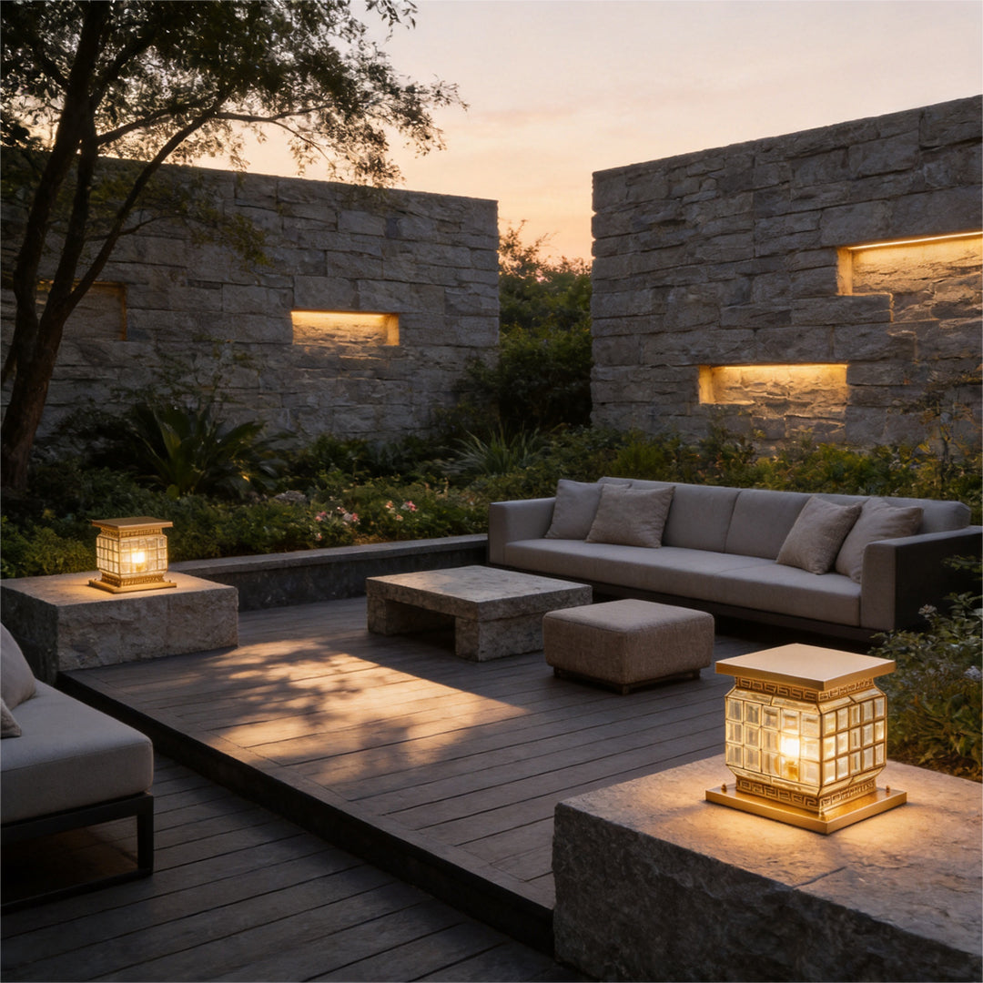 Utomhus Pelarlampor Solenergi Modern Dekor All-Koppar Lampa