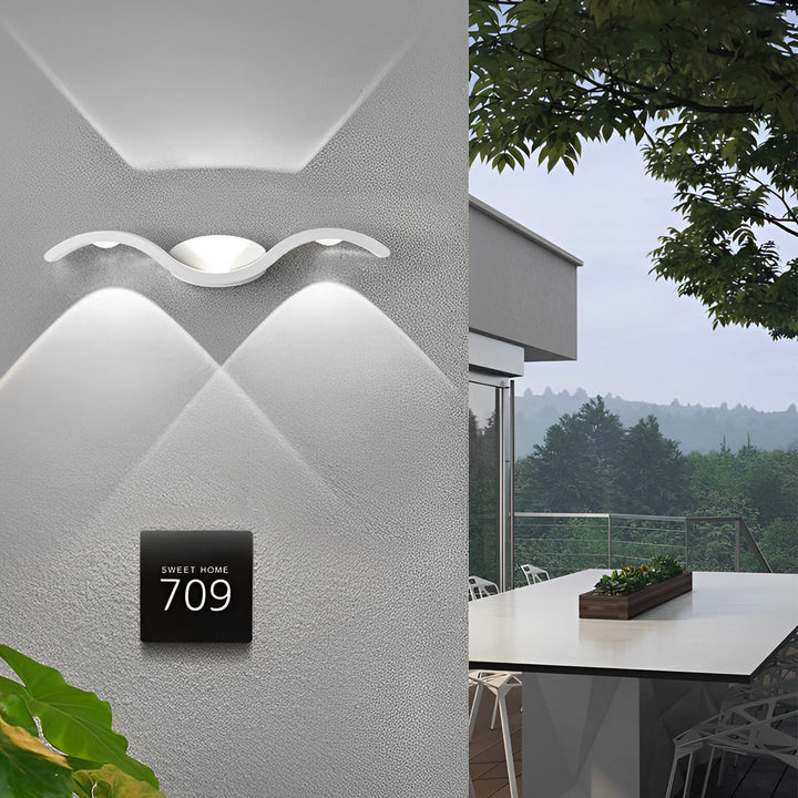[Öppen-Box] Våg Vägglampa Utomhus Kreativ Upp-Ner LED Lampa