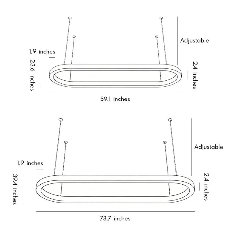 Oval Kandelaber Modern Metall LED Kontors Taklampa