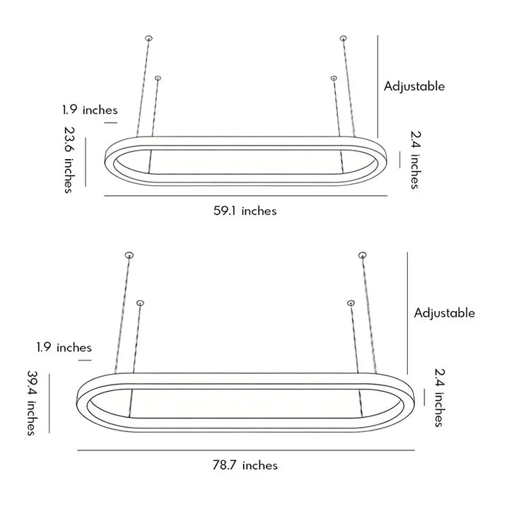 Oval Kandelaber Modern Metall LED Kontors Taklampa
