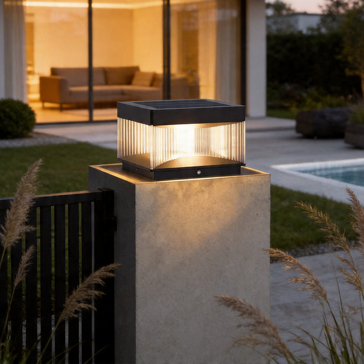 Pillar Lights Utomhus Solenergi Vattentät Villa Trädgårdsport Lampa