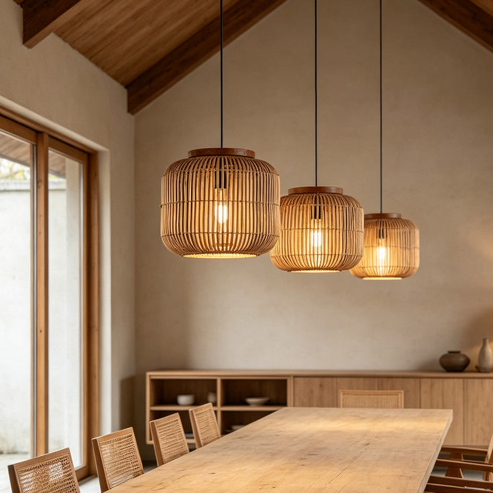Rattan Ljuskronor Wabi-Sabi Handgjord Taklampa