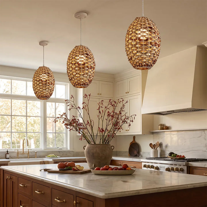 Rattan Wicker Pendellampa Nordisk Metall Taklampa