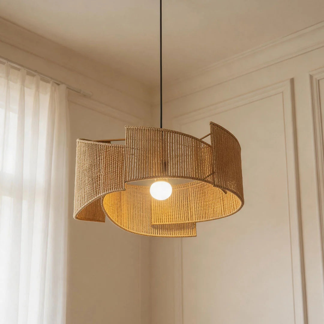 Rattan Vävd Pendellampa Wabi-Sabi Rep Taklampa