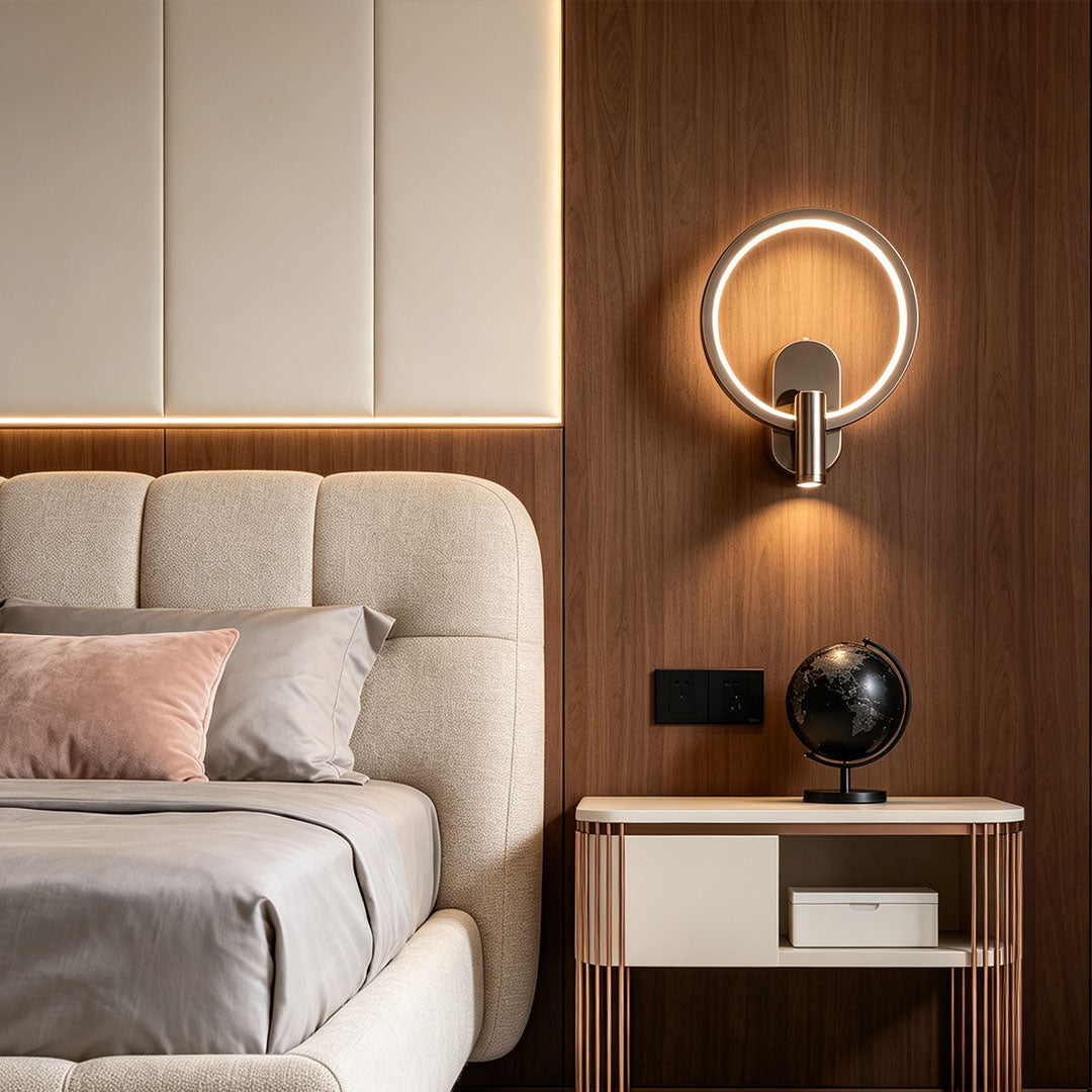 Läsbelysning för säng, väggmonterad modern roterbar lampa