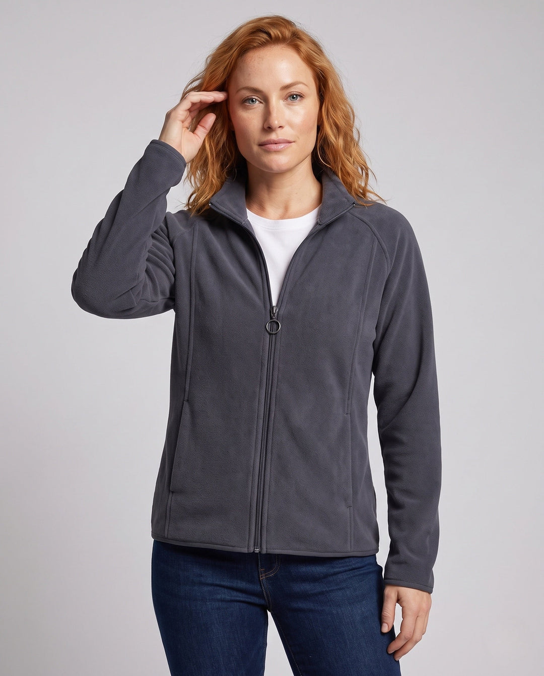 Herr fleece jacka med ståkrage och vind protection