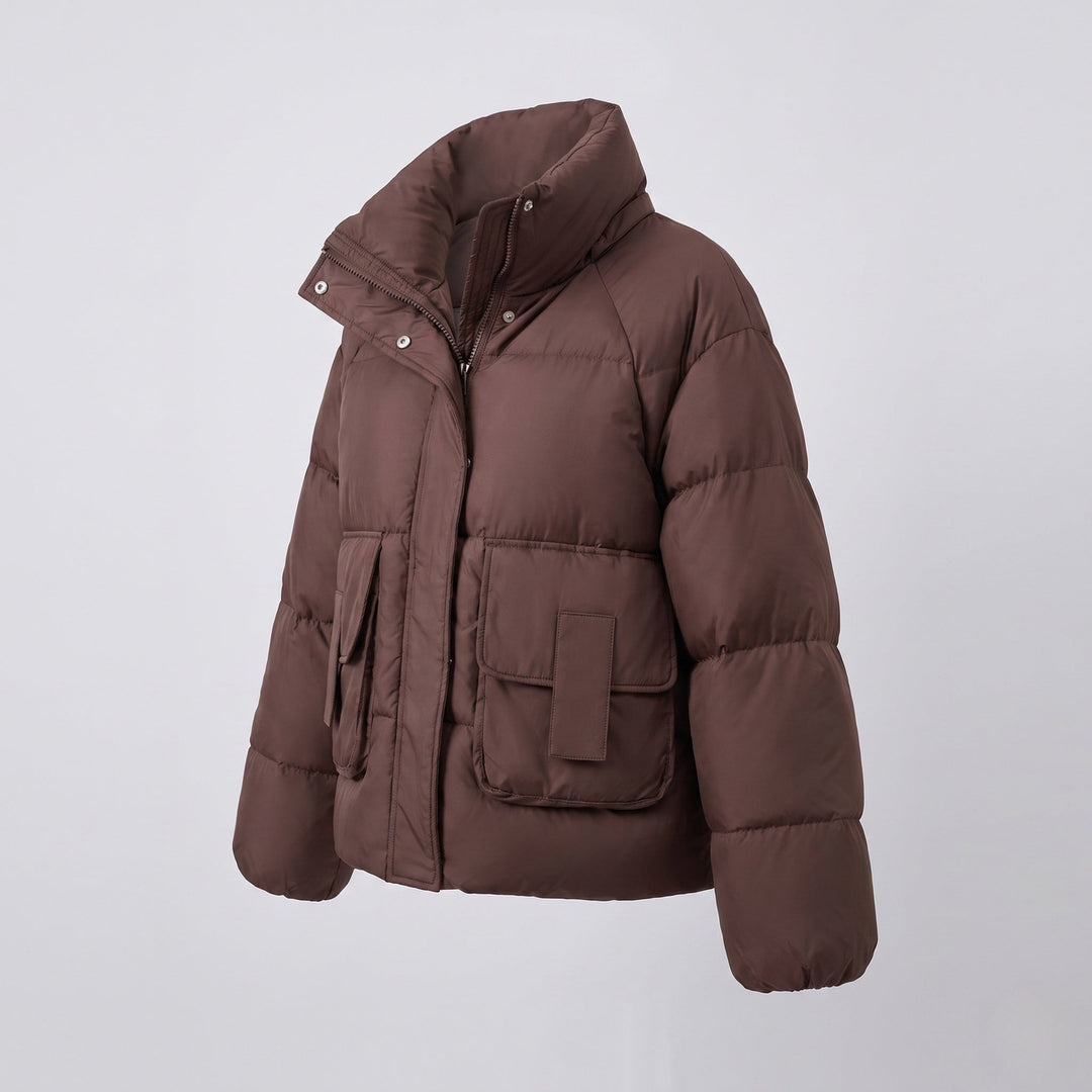 Dam Boxig-Vadderad Vardag Puffer med Side Cargo Flaps och Ergonomisk Shoulder Kant