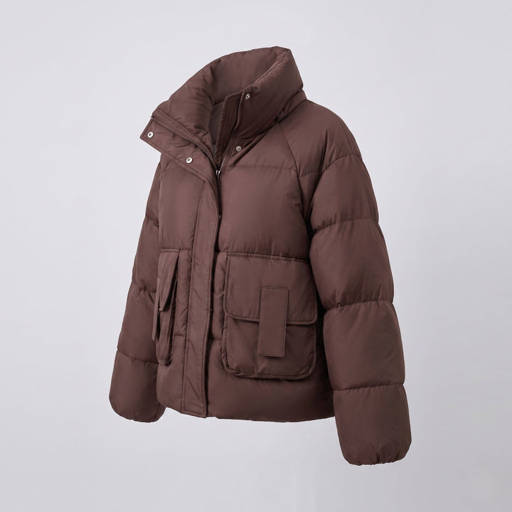 Dam Boxig-Vadderad Vardag Puffer med Side Cargo Flaps och Ergonomisk Shoulder Kant